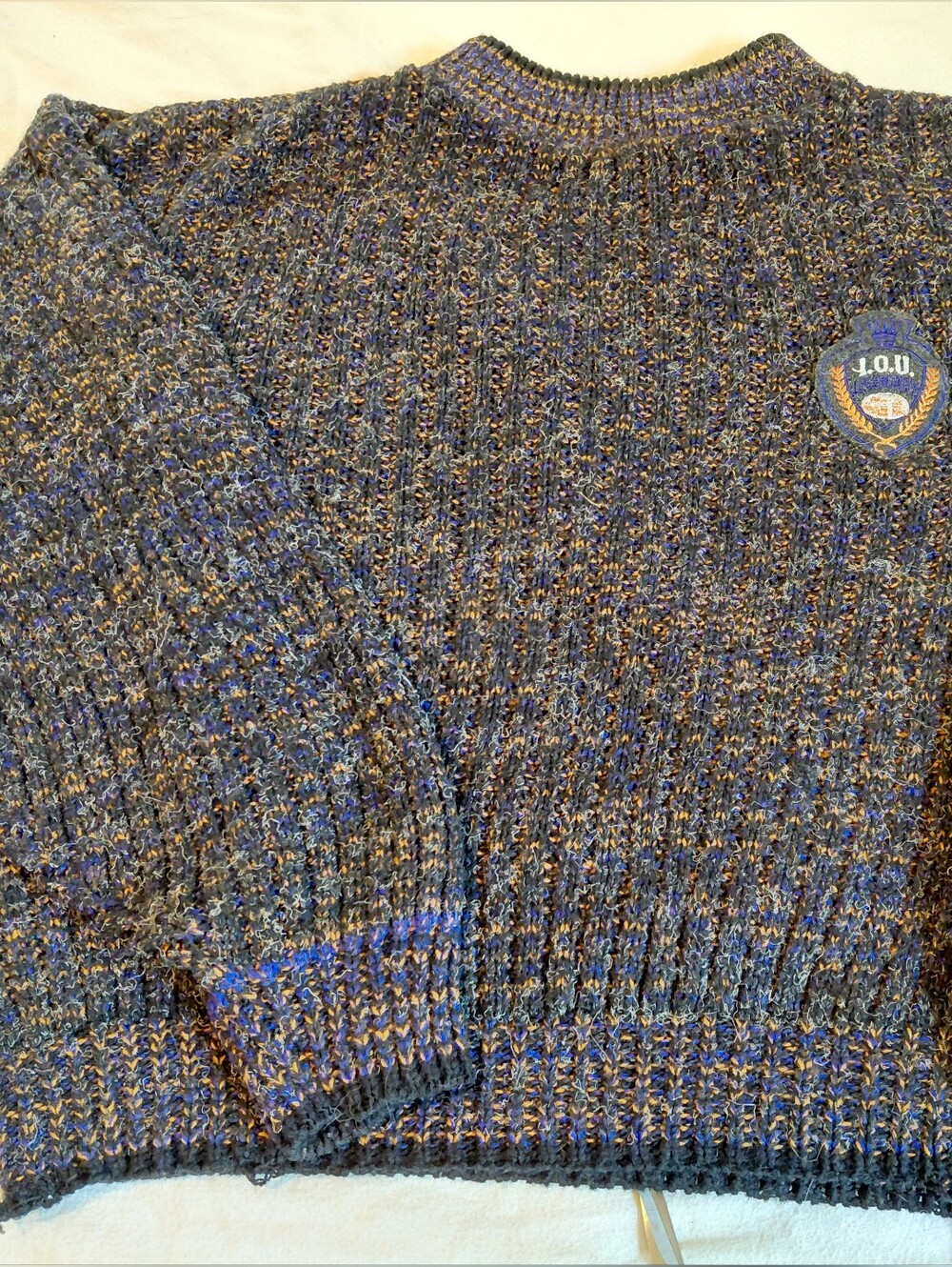 Men's Multicolor Crewneck Knit Sweater with Crest